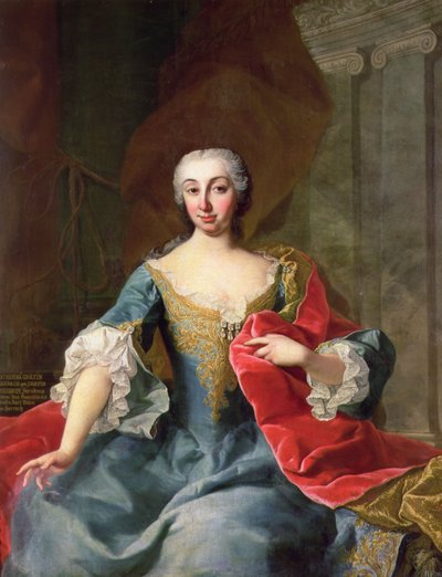 Katherina, Countess Harrach nee Countess Bouqnoy, wife of Count Karl Anton von Harrach by Martin II Mytens or Meytens